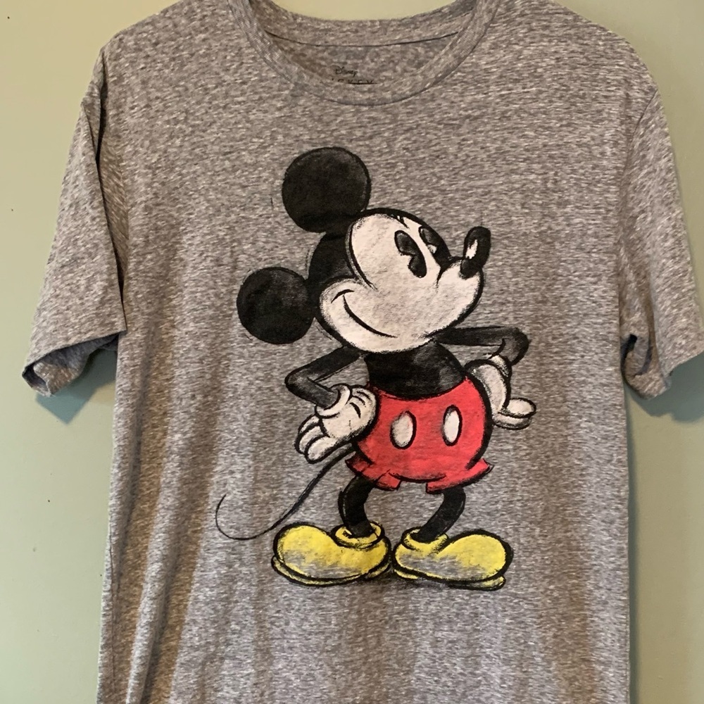 ❤️Disney Mickey Mouse Short Sleeve Tee Shirt Crew Neck Gray Medium 38/40 Unisex